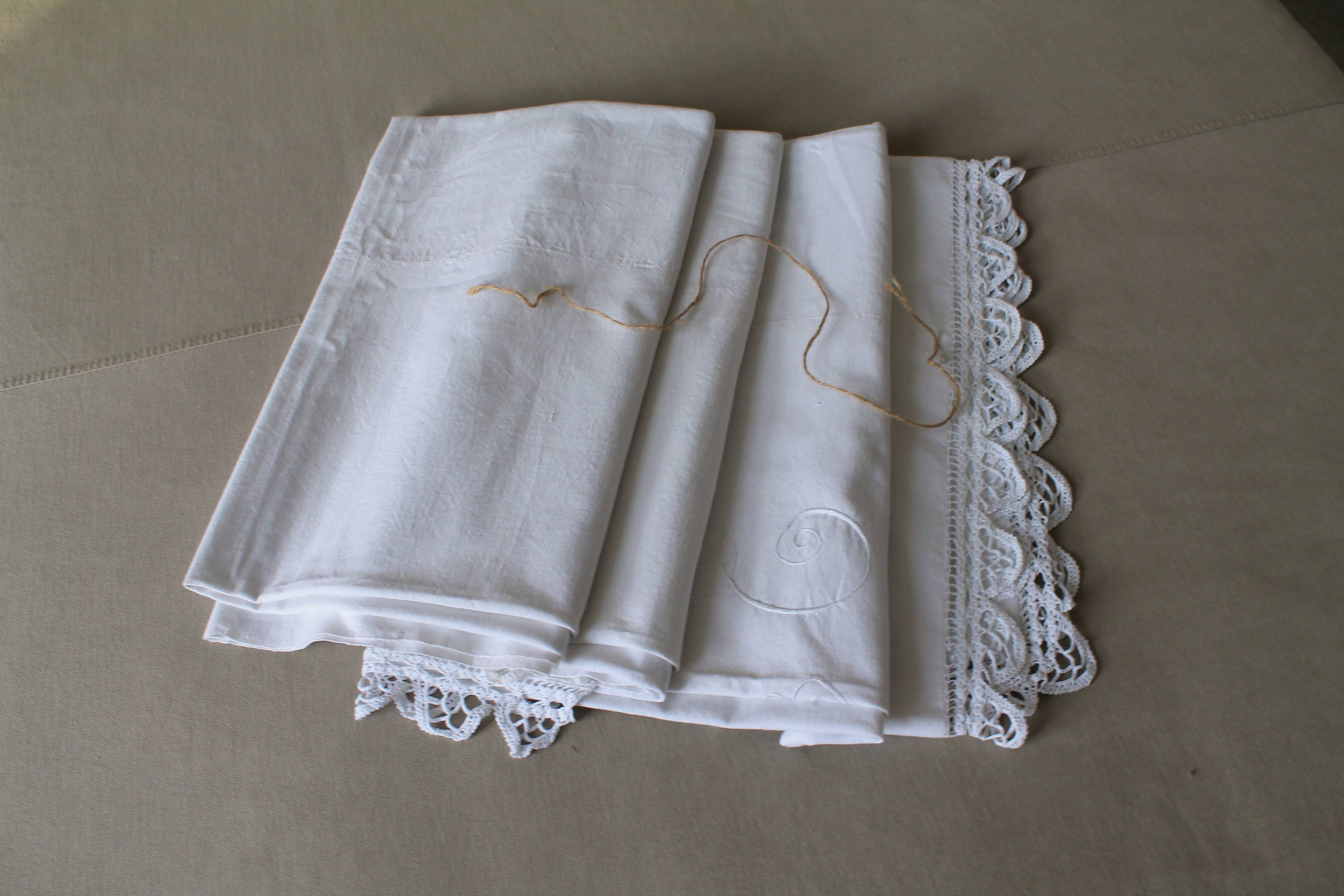 Old linen drapery embroidered, early 20th century