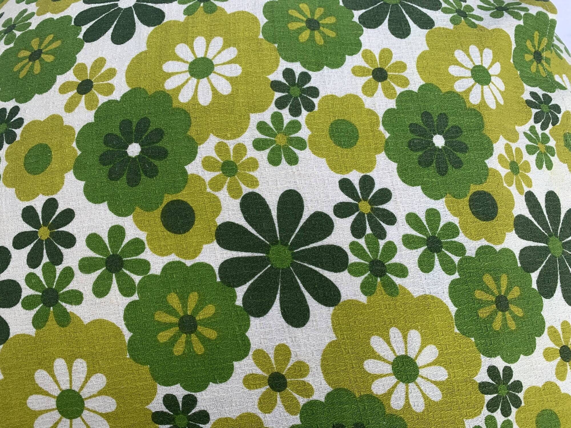 Cushion cover, green lotus flowers, vintage 1970