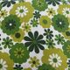 Cushion cover, green lotus flowers, vintage 1970