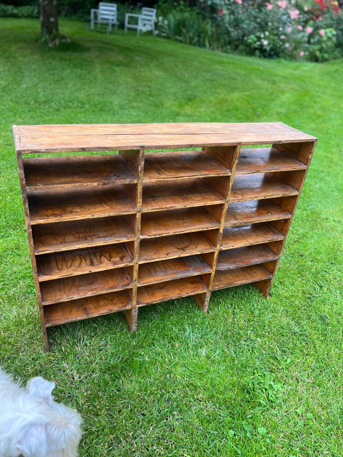 Antique wooden locker storage unit