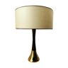 Lampe années 60 bois foncé et doré