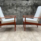Pair of Scandinavian armchairs "PJ56" with high back by Grete Jalk for Poul Jeppesen