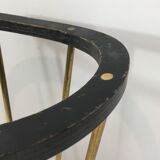 Umbrella stand in blackened wood and brass. Attributed to Jacques Adnet