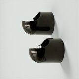 Pair of Brown Gedy Wall Lamps by Makio Hasuike 1970s Italian Design NOS