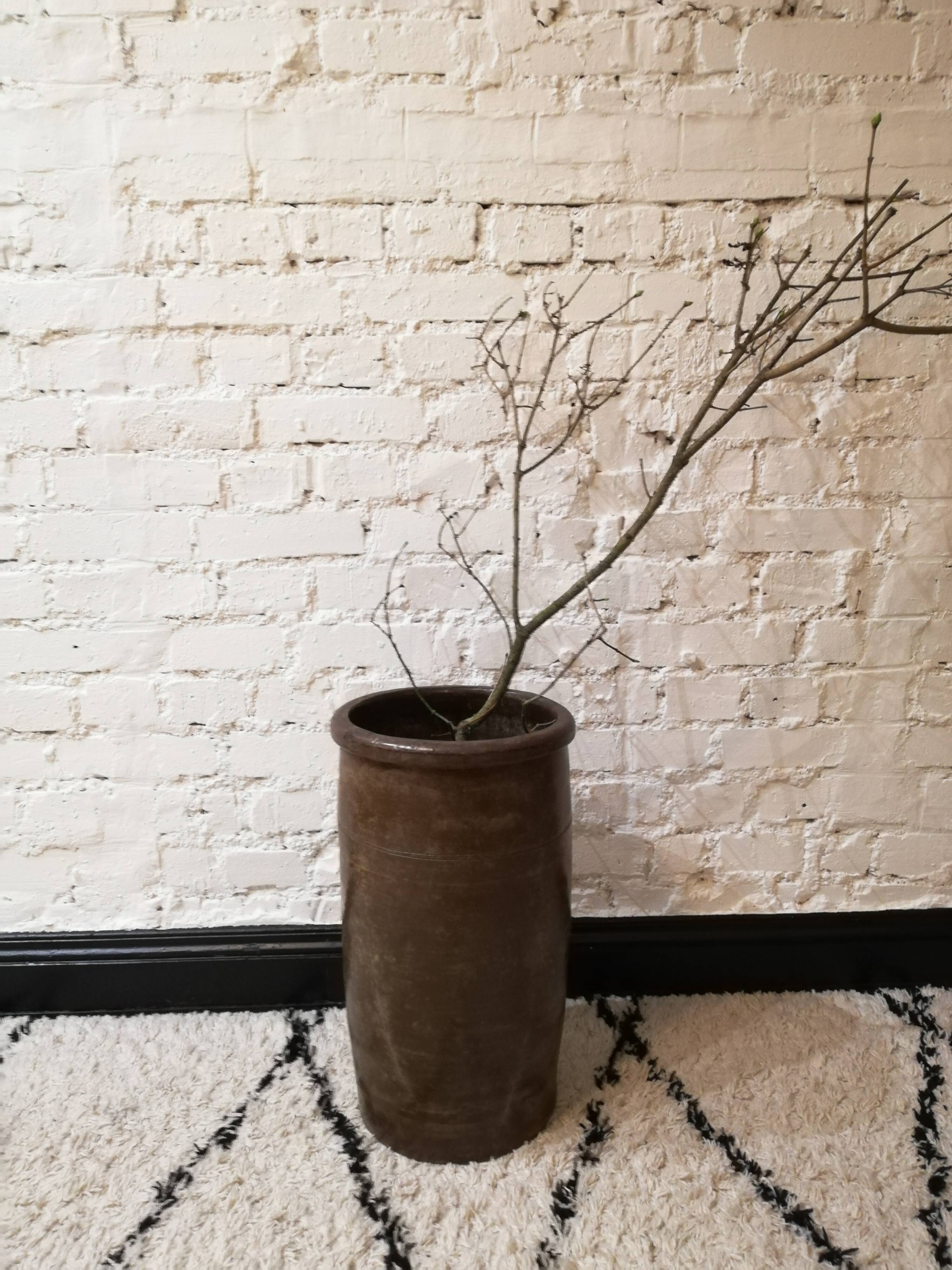 Brown glazed stoneware pot