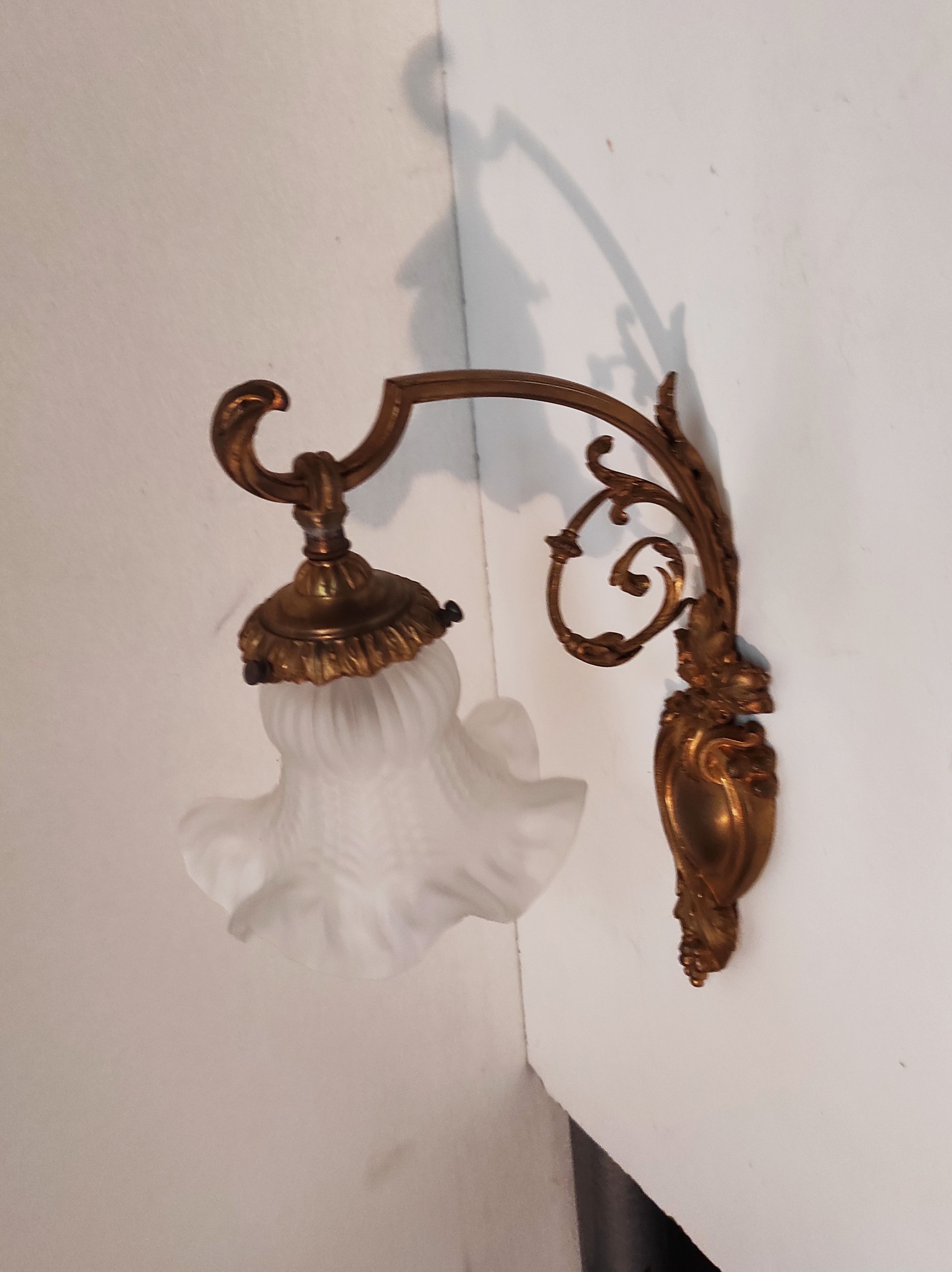 Art Nouveau wall art deco lampshades day tulip pressed glass brass rising