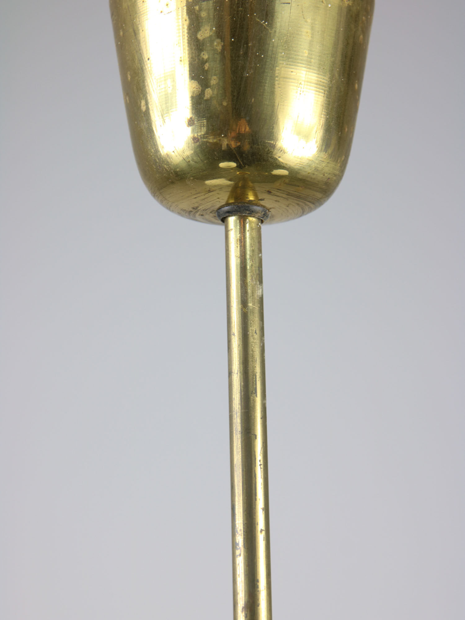 Italian Mid-century Brass and Opaline Glass Chandelier