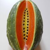 Grand trompe l'oeil melon/pastèque céramique ancien