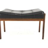 Scandinavian leather footstool, Bröderna Andersson, Sweden, 1960