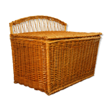 Braided wicker chest bench