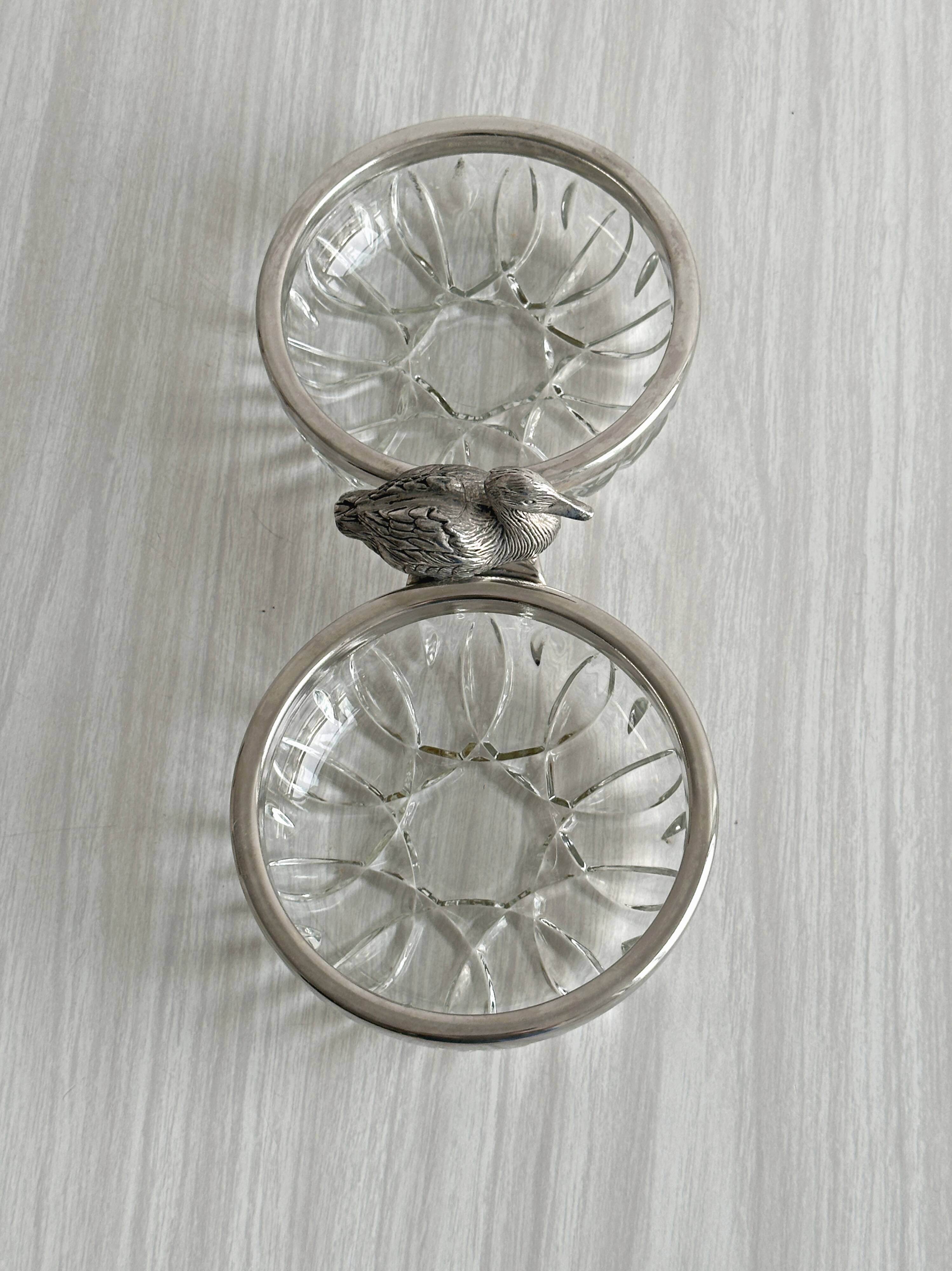 Double cut glass bowl