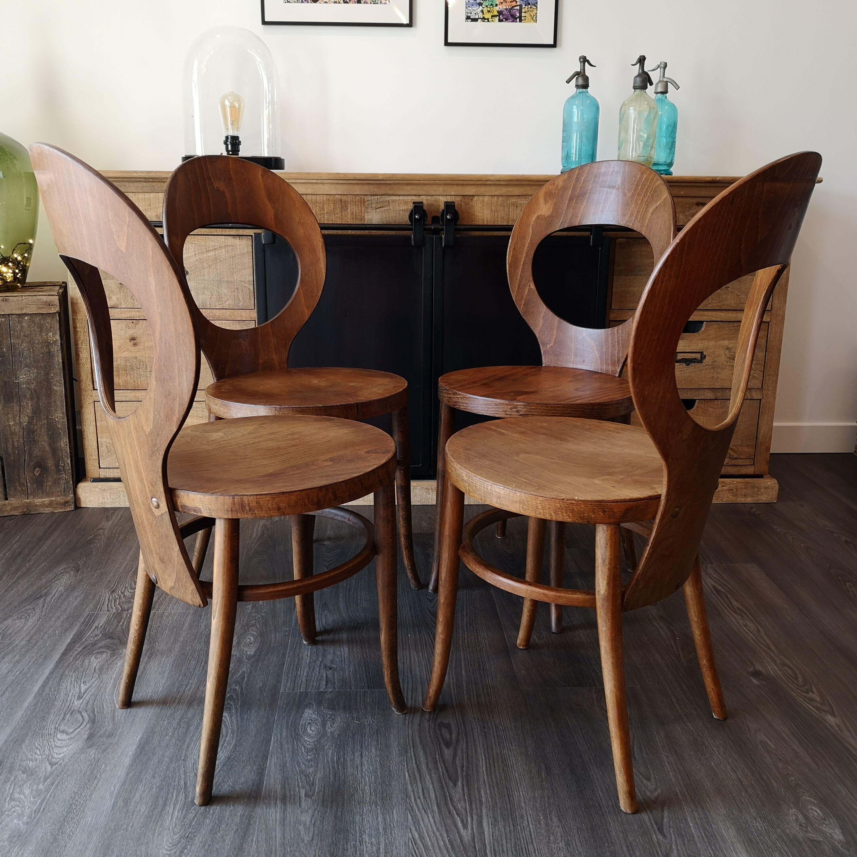 Série de 4 chaises bistrot Baumann mouette