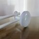 White lacquered metal wall coat rack with 3 hooks, 1980