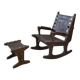 Armchair with ottoman by Angel Pazmino in brown wood and leather from the 1960s.
