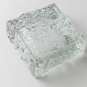 Large Vintage Murano Glass Ashtray - Transparent Glass with Ice Texture, Italian 1970s Design