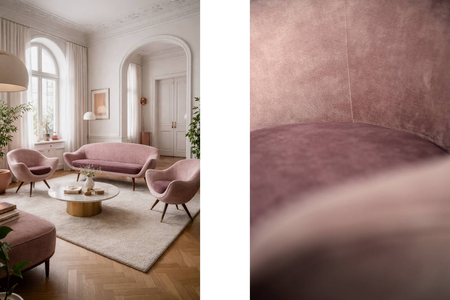 Vintage Mid-Century Space Age Velour Lounge Set from Paged, 1972, Set of 3