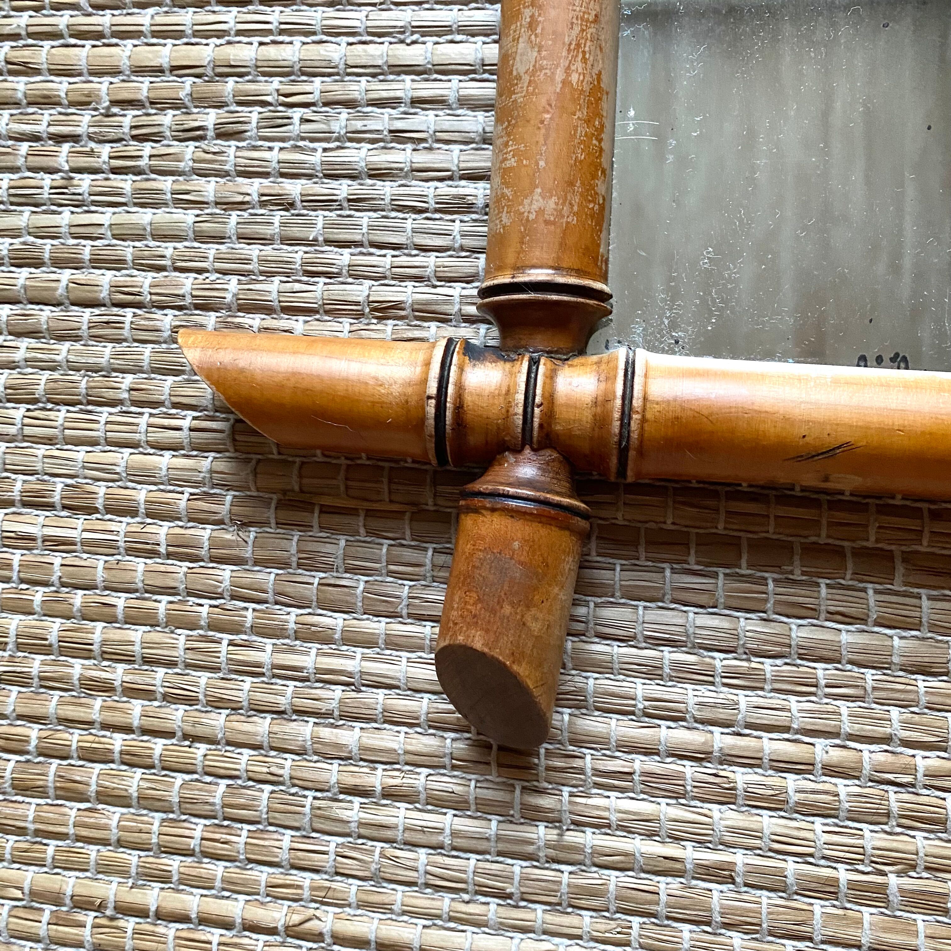 Miroir vintage de barbier façon bambou