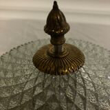 Brass ceiling lamp and vintage glass