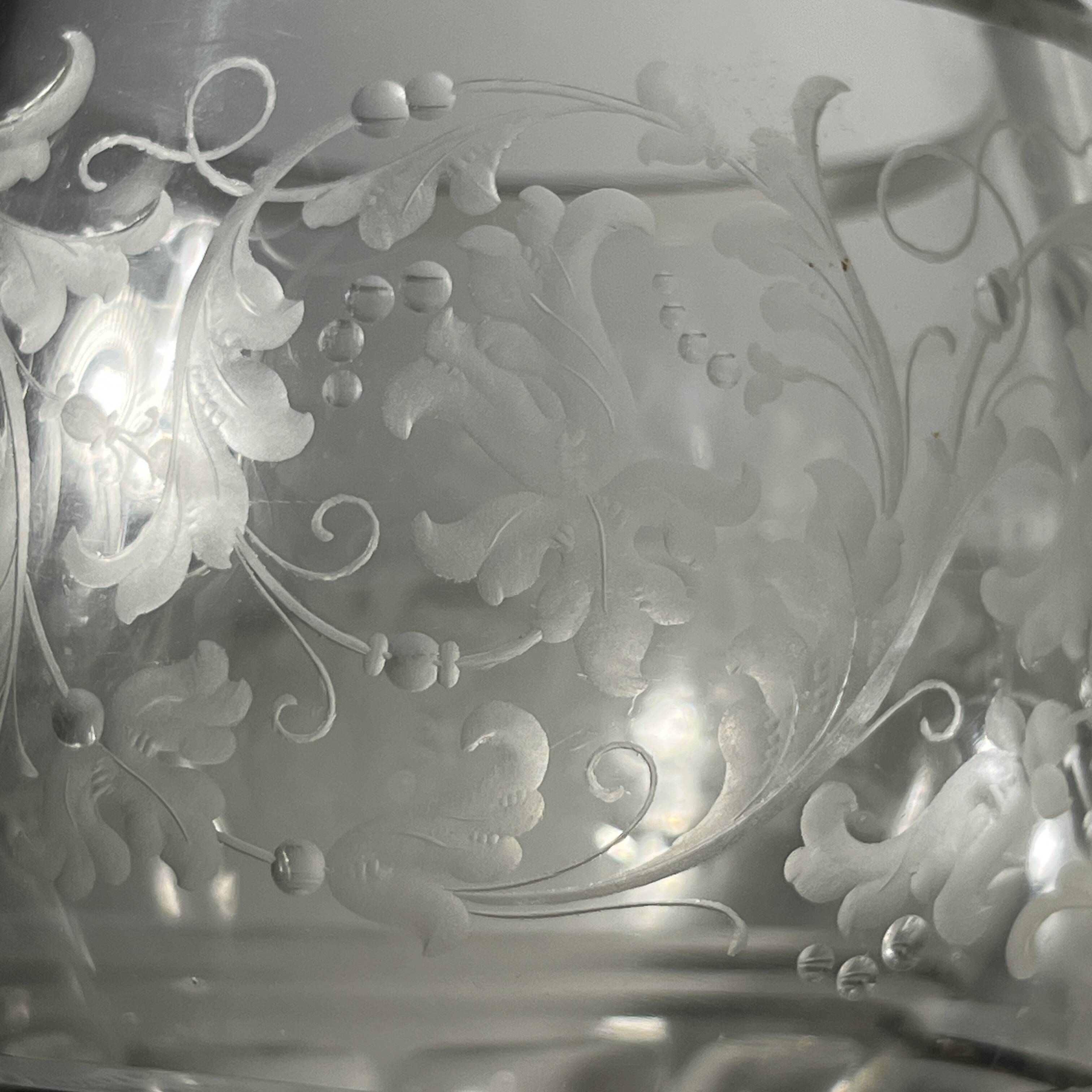 Pair of stemmed glasses in thick crystal, Bohemian, circa 1900