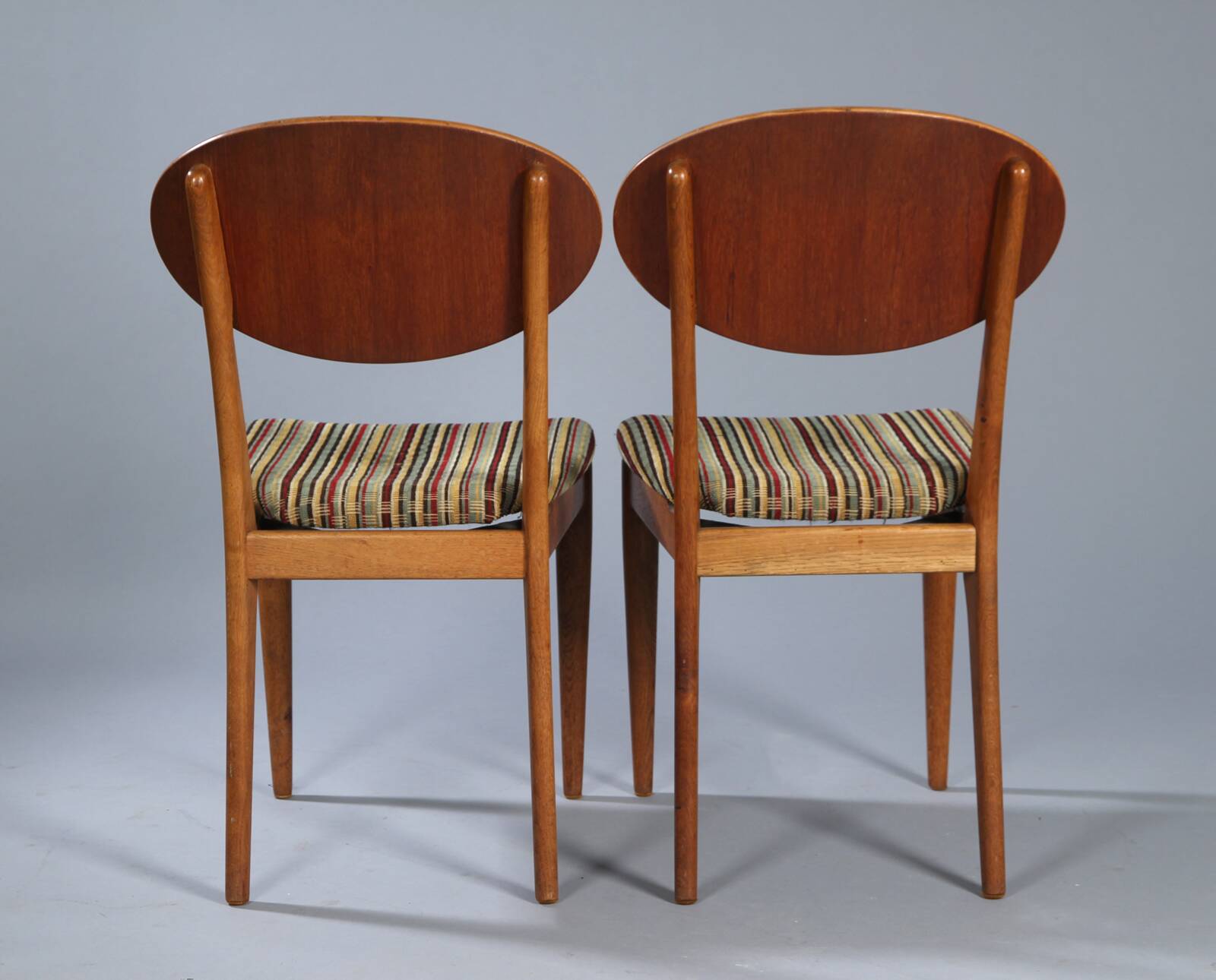 2 teak and velvet chairs - Denmark 50s/60s