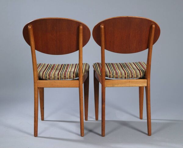 2 chaises de chaises en teck et velours - Danemark années 50/60