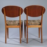 2 teak and velvet chairs - Denmark 50s/60s