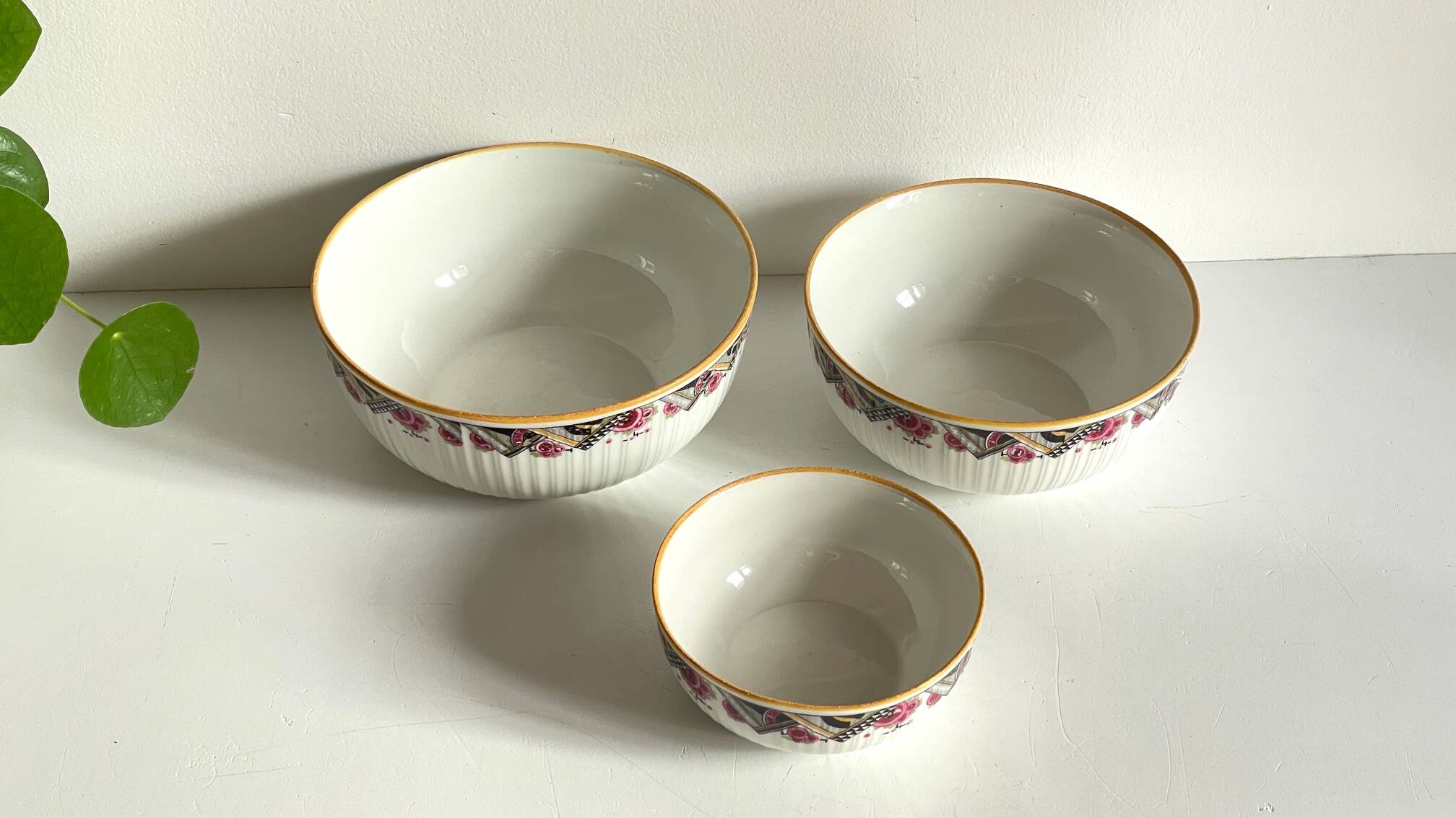 SALAD BOWLS Porcelain MEHUN Art Deco Decor