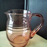 Vintage water carafe, pink glass jug 1.45 L