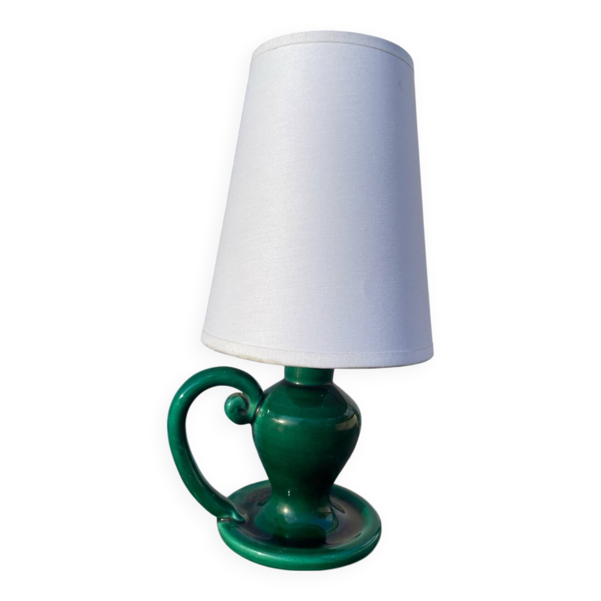 Vallauris lamp in green ceramic
