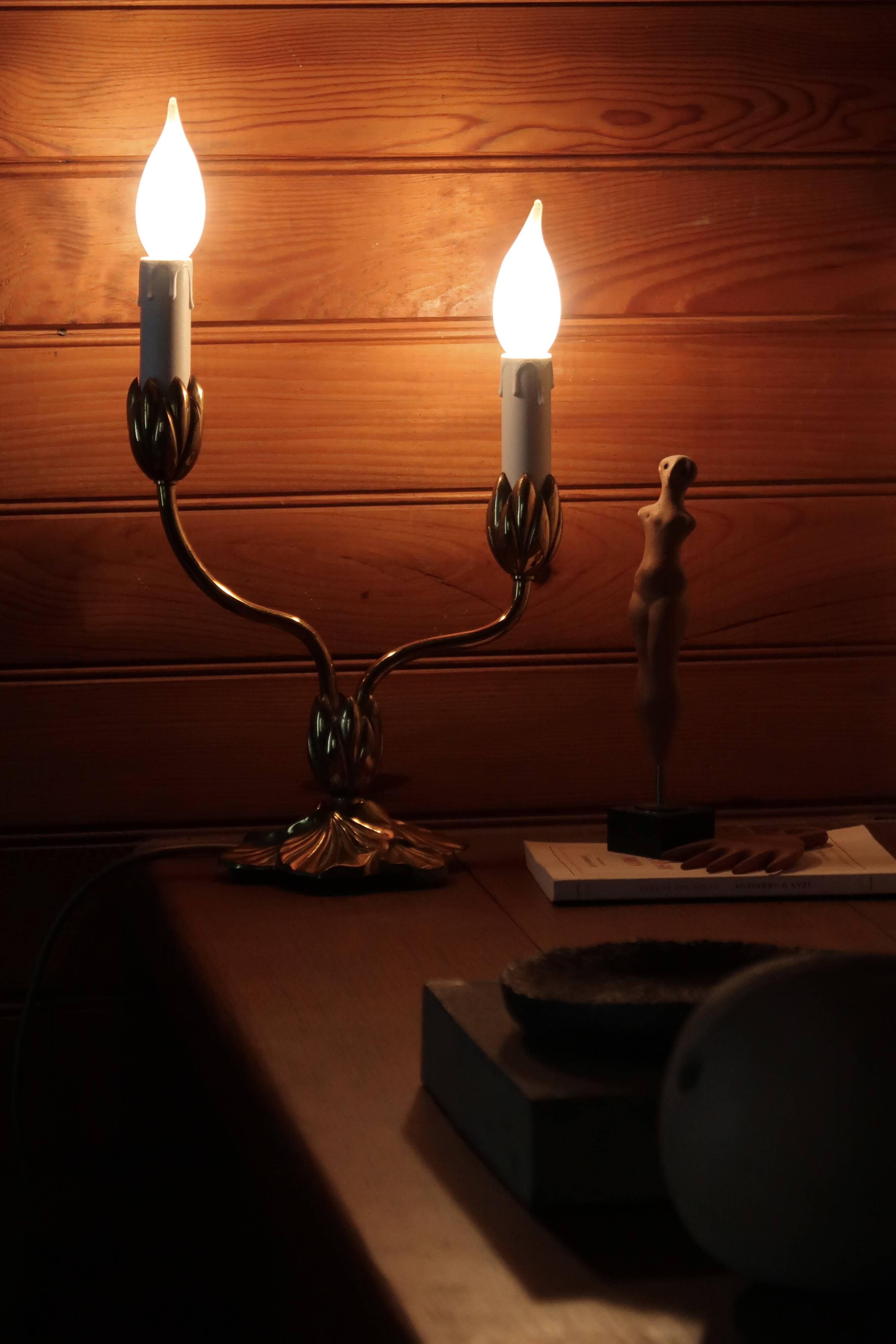 Bronze Water Lily Lamp by Lucien Gau, 1990s