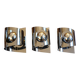 3 70s chrome metal wall lights