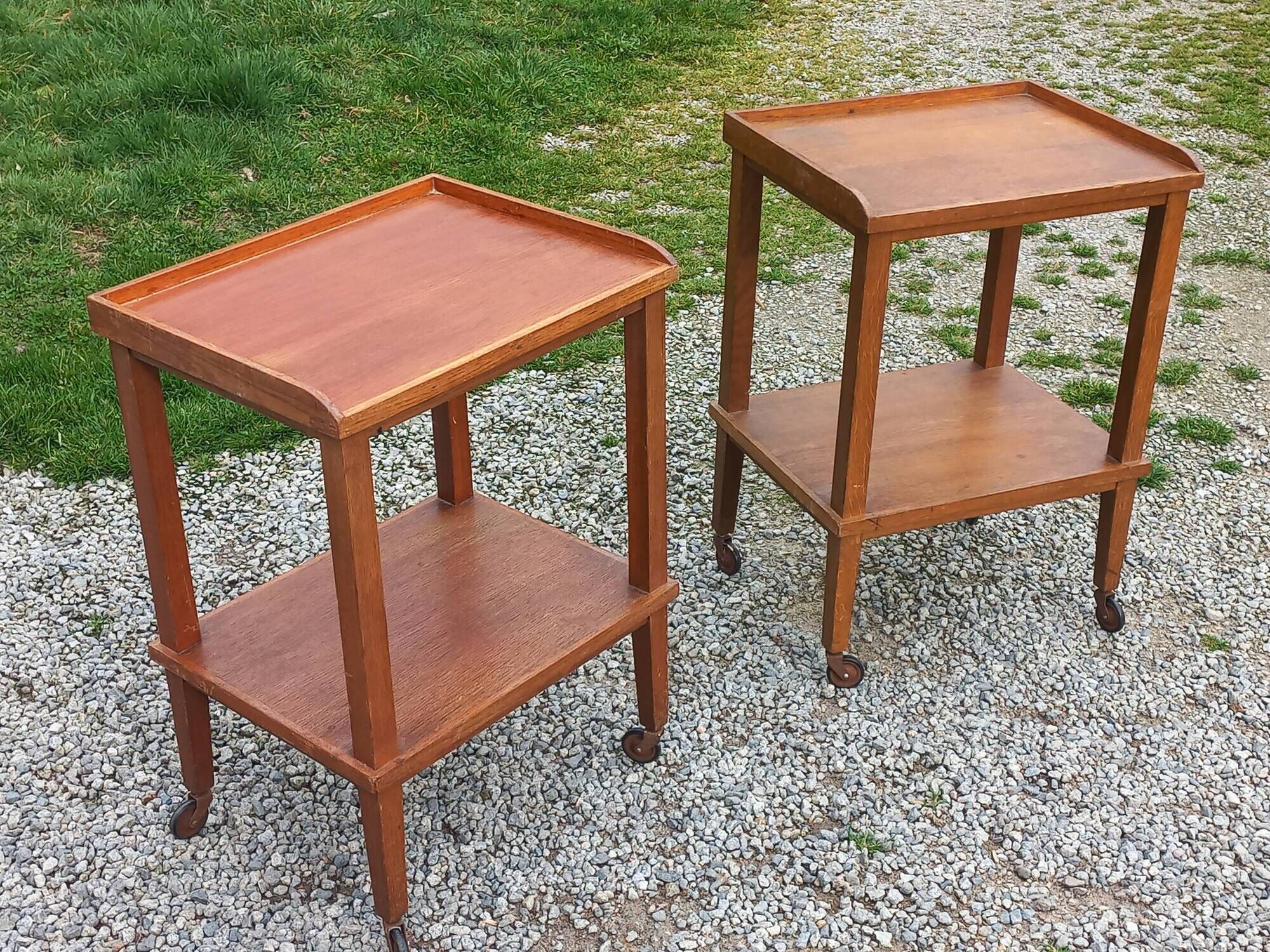 Pair of vintage 50s oak side tables
