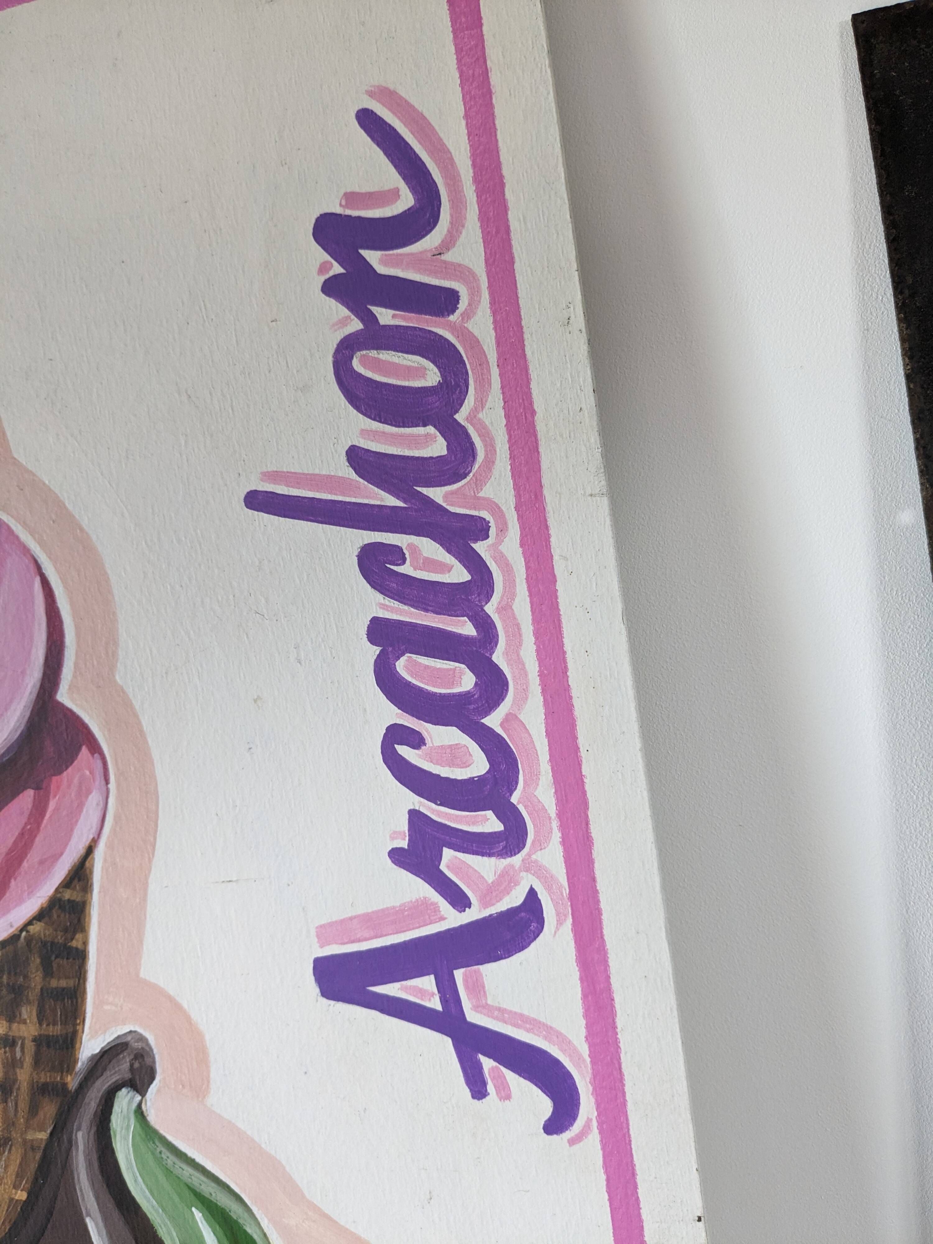 Vintage artisanal ice cream parlour sign Bellariva Arcachon 90 x 58cm