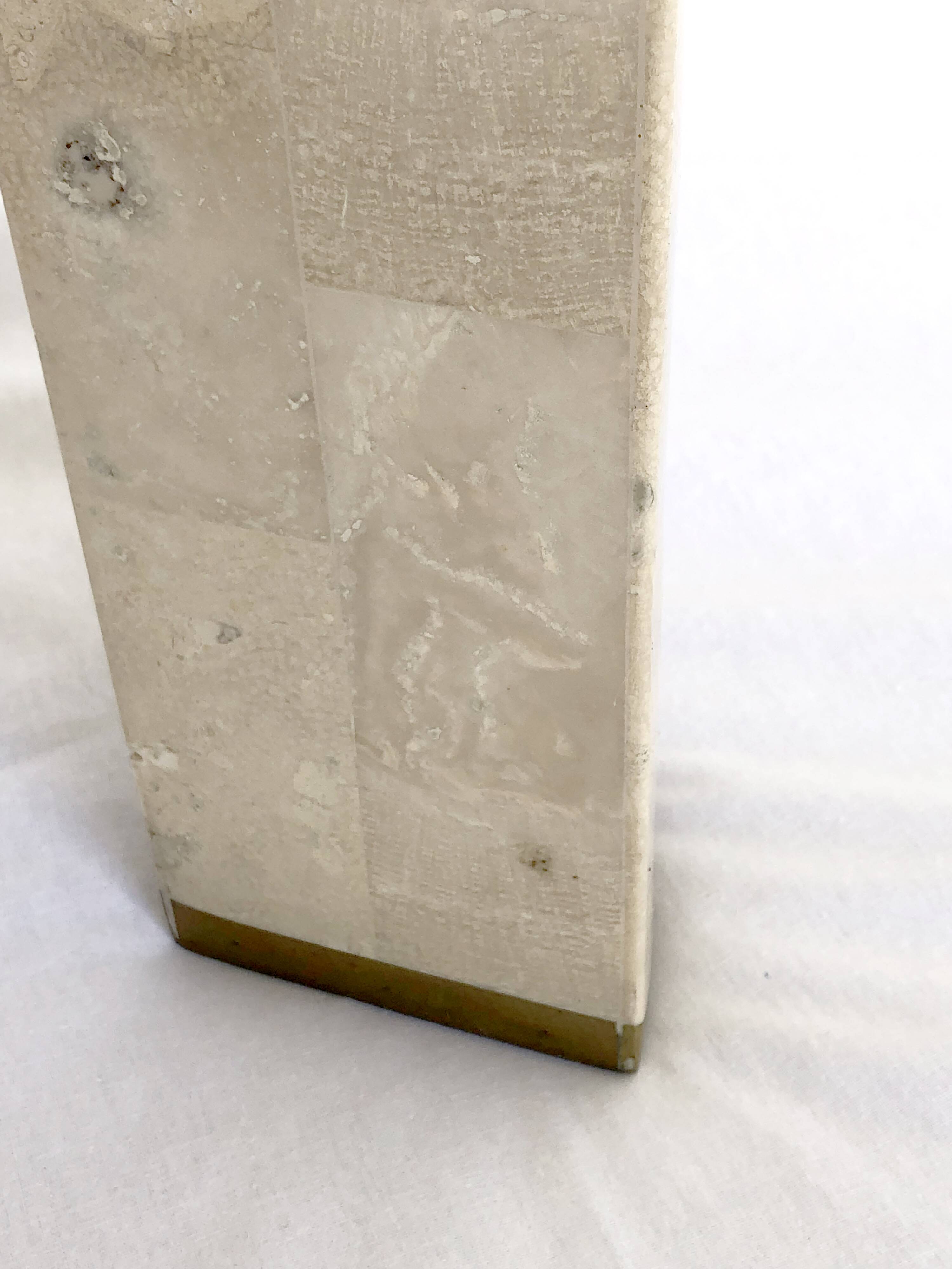 Travertine coffee/side table with brass inlay, 1970s