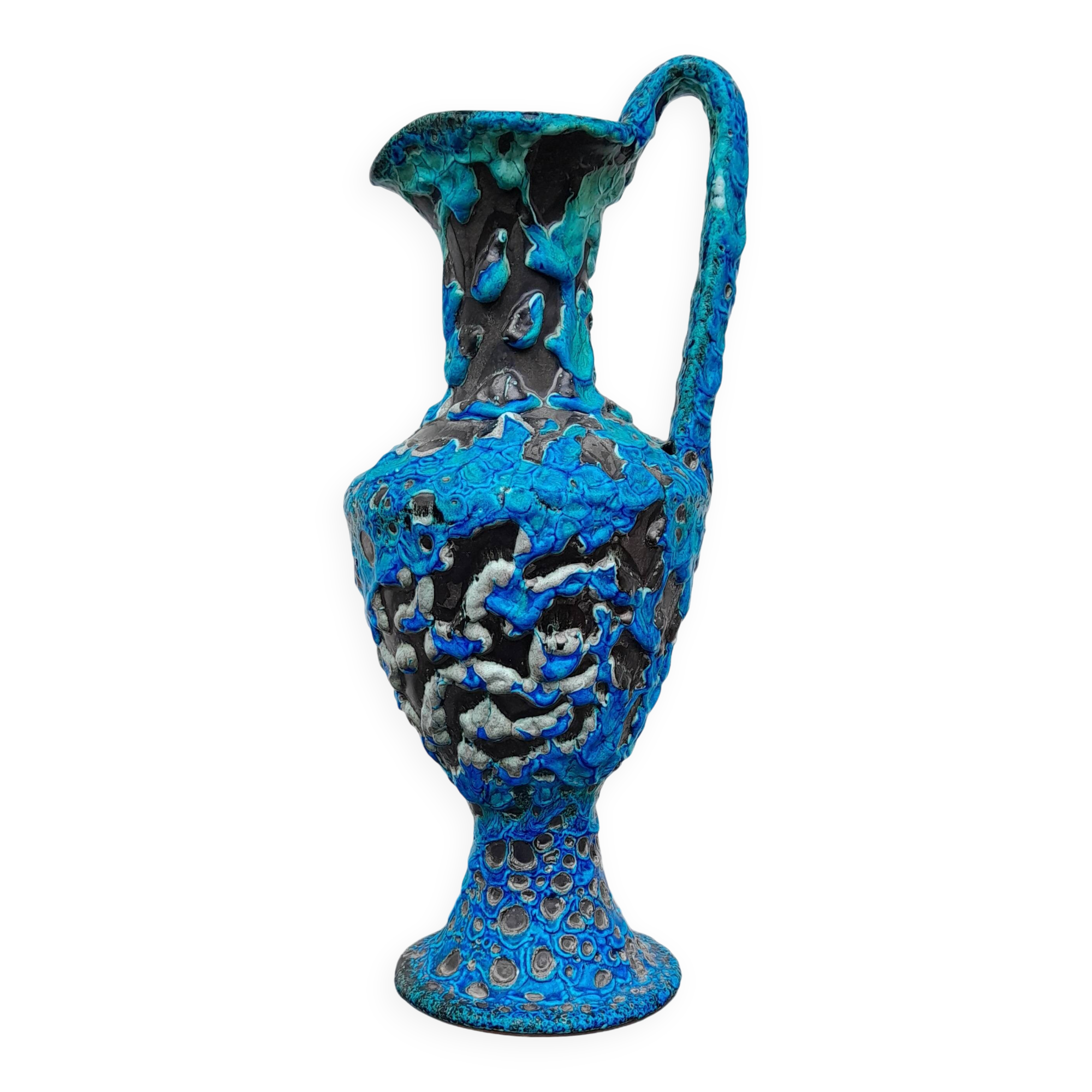 Large blue ceramic jug vase