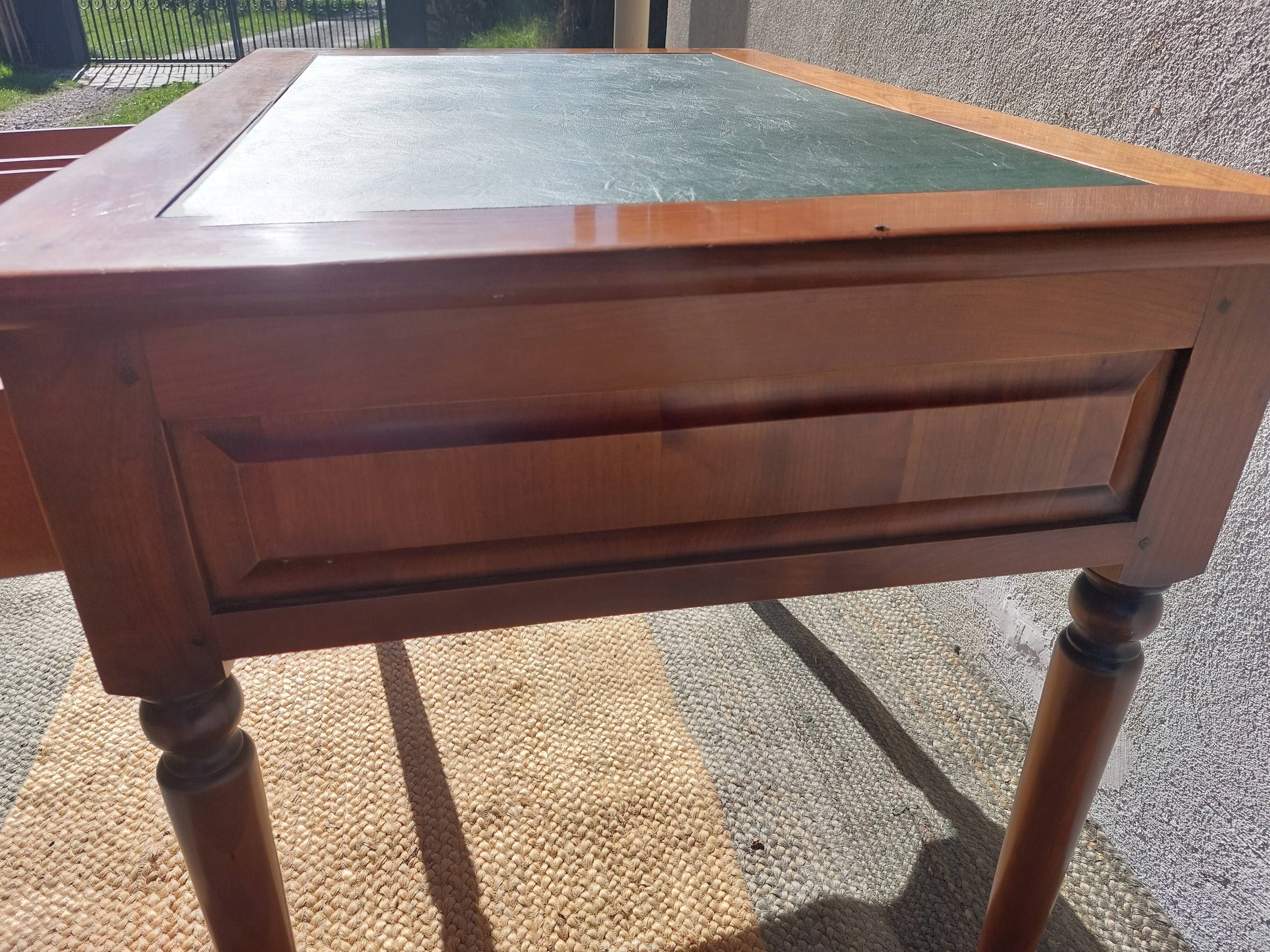 Desk, green leather top
