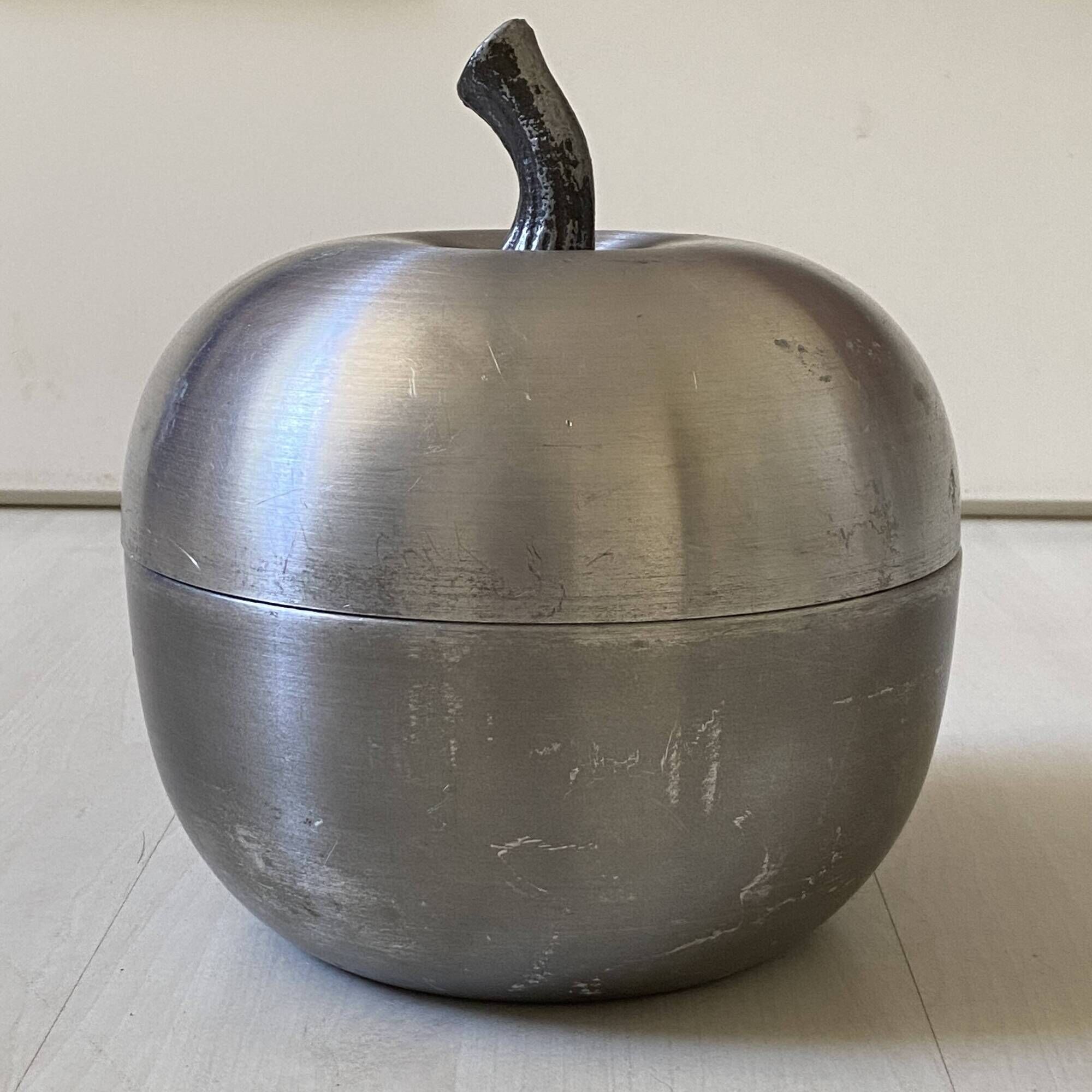 Vintage brushed aluminium ice bucket "Apple" (Made in Italy)