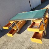 Vintage design double sided chrome glass desk in hetre