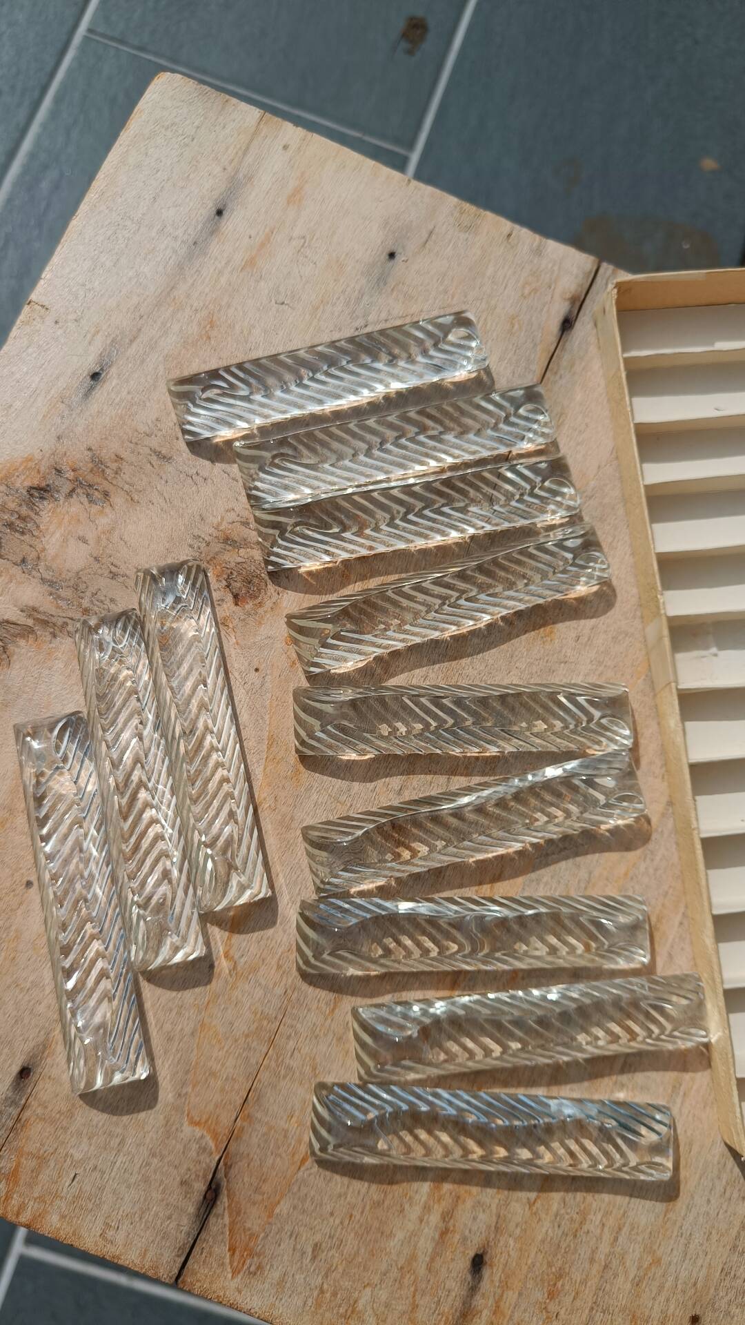 Lot de 12 porte-couteaux doubles vintage en cristal avec boîte