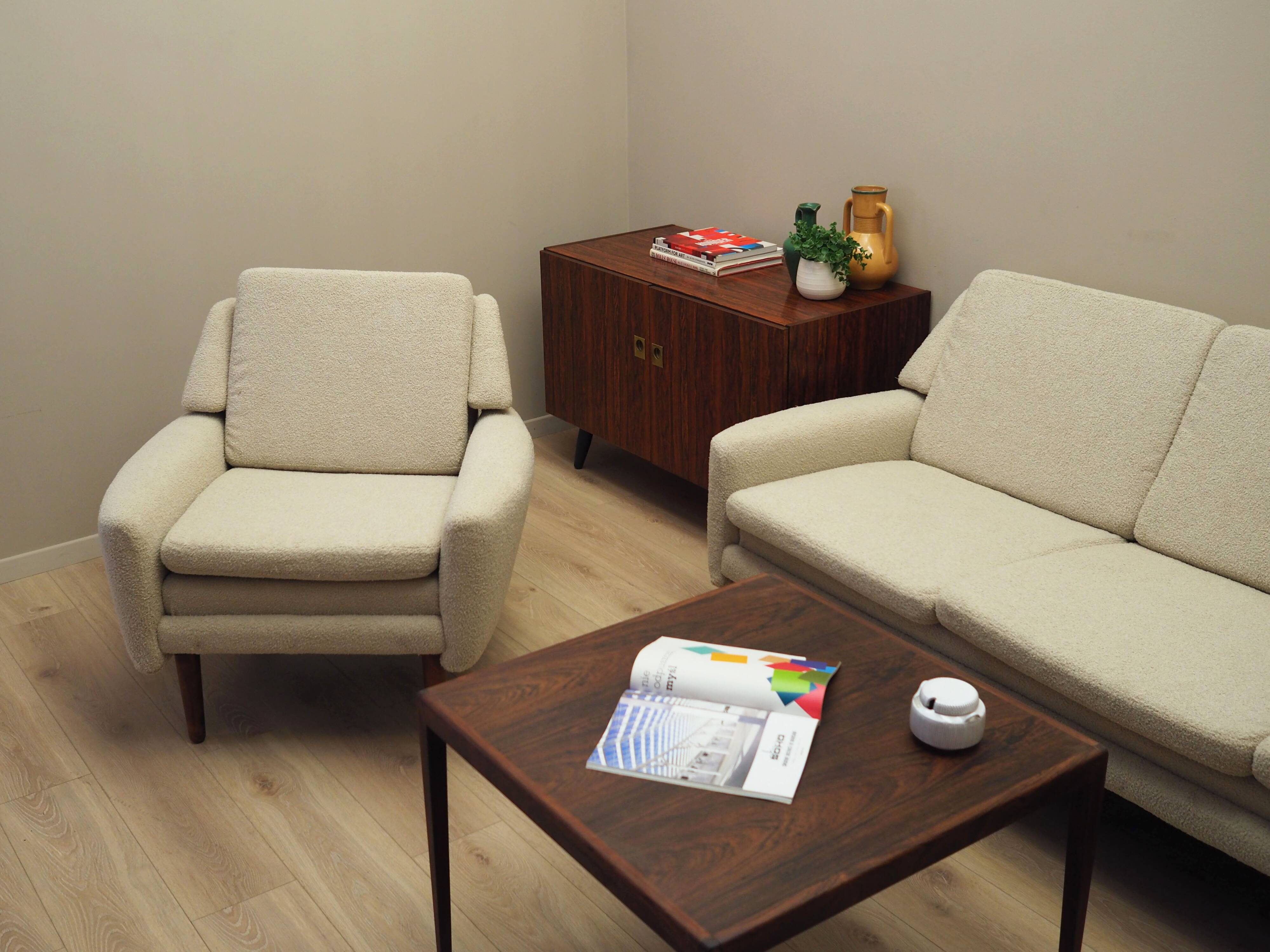 Cream armchair, Danish design, 1970s, production: Denmark