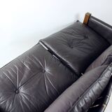 Canapé deux places en noyer et cuir par Boris Hála pour Ton, 1986