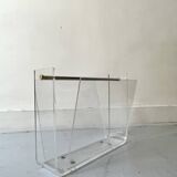 Porte revues en plexiglas et laiton - David Lange pour Roche Bobois, design 1970
