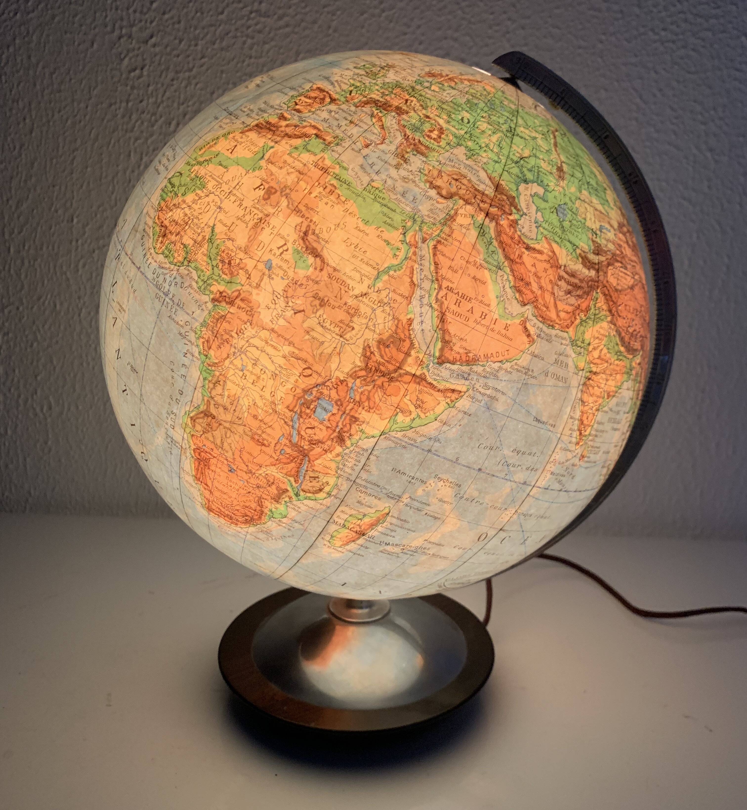 Globe vintage 1950 terrestre verre Colomb édition politique mappemonde - 34