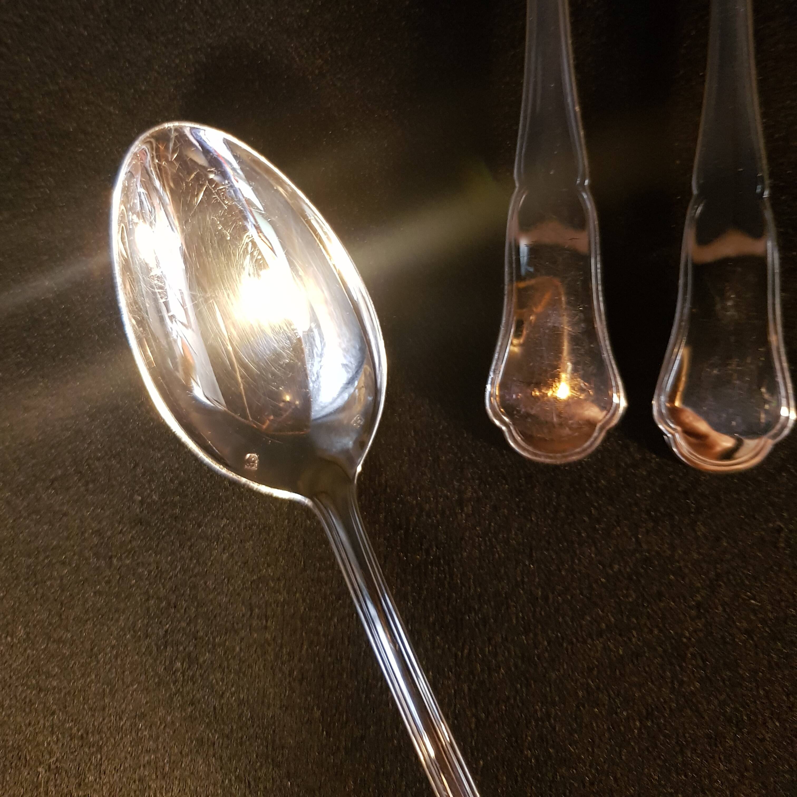 Long silver-plated ice cream spoons