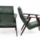 Vintage armchairs with green leather upholstery, 1960s