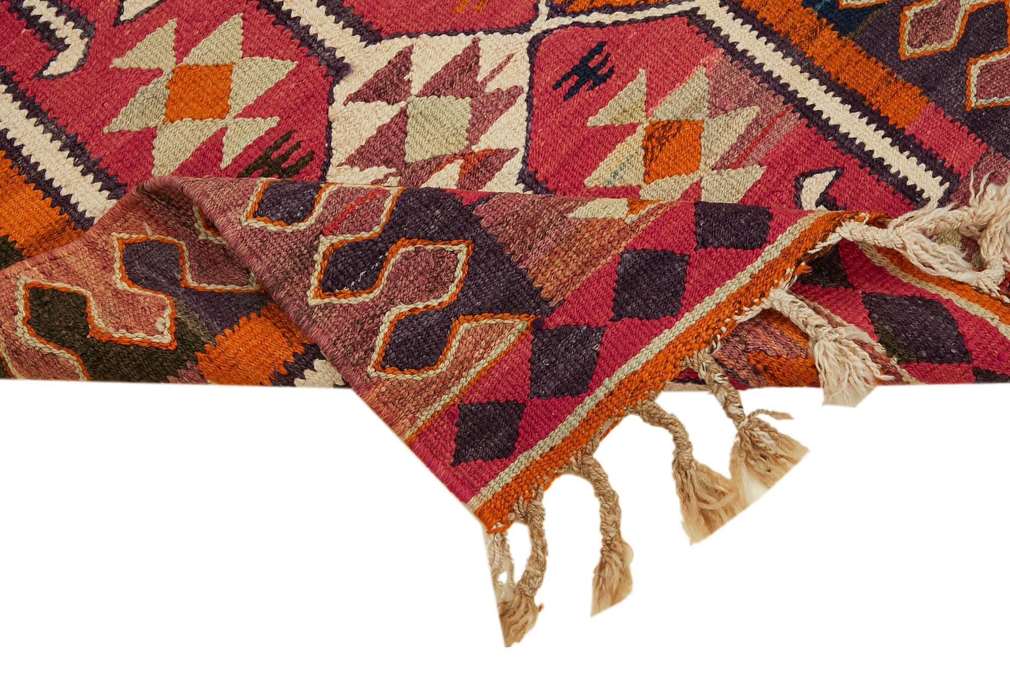 Turkish Handwoven Vintage Herki Kilim 90 cm x 307 cm