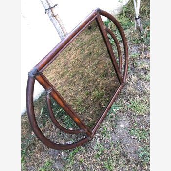 Miroir vintage en bambou/rotin