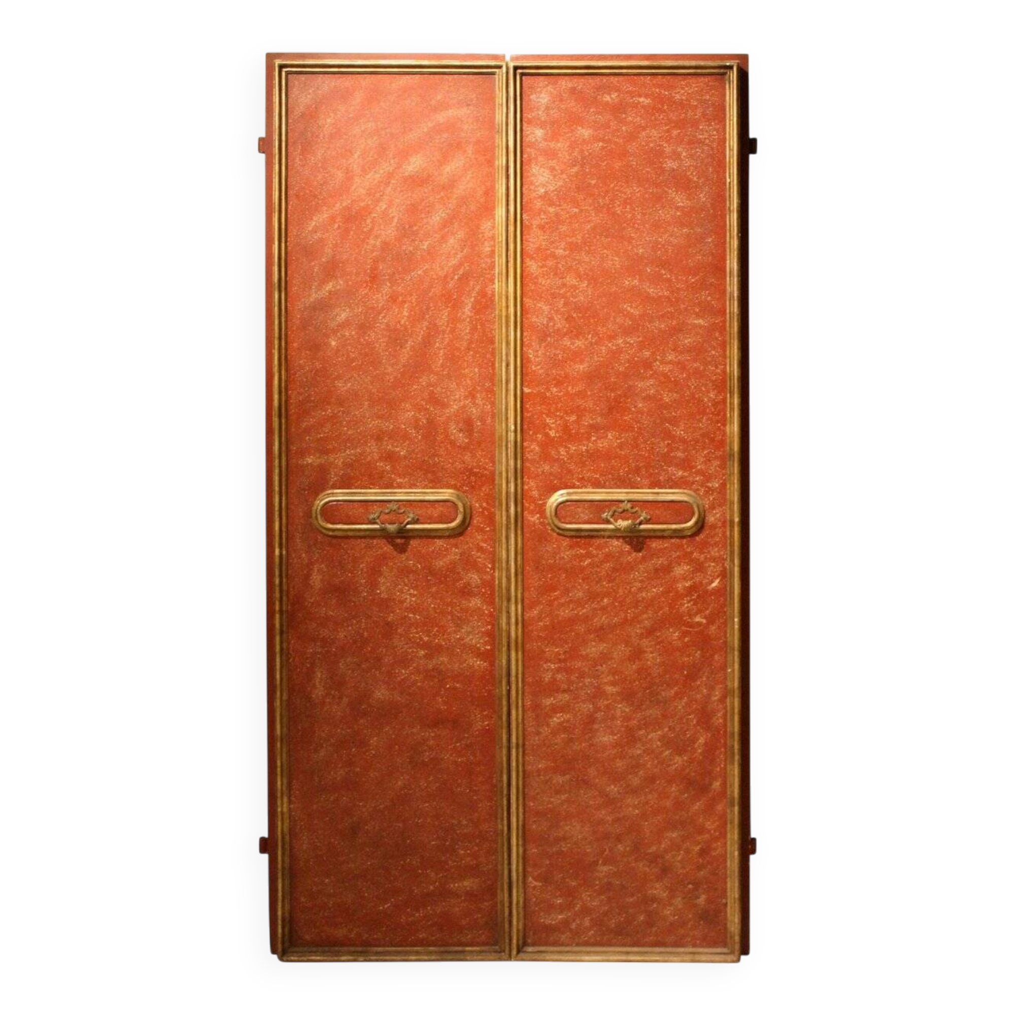 20th Century Italian Faux Red Porphyry Lacquered and Gilt Framed Wood Door