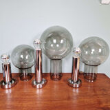 Maxi Globe trio of ceiling lights in smoked glass, RAAK Amsterdam, 1960