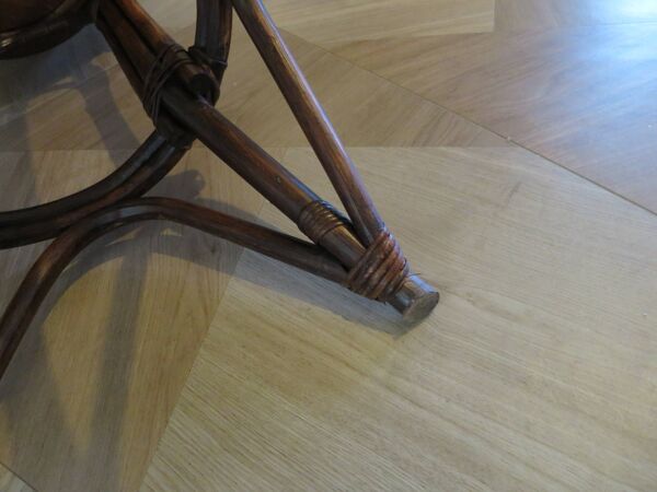 Lot  de 2 tabourets / chaises de bar pivotants -bois-cannage-rotin-années 80